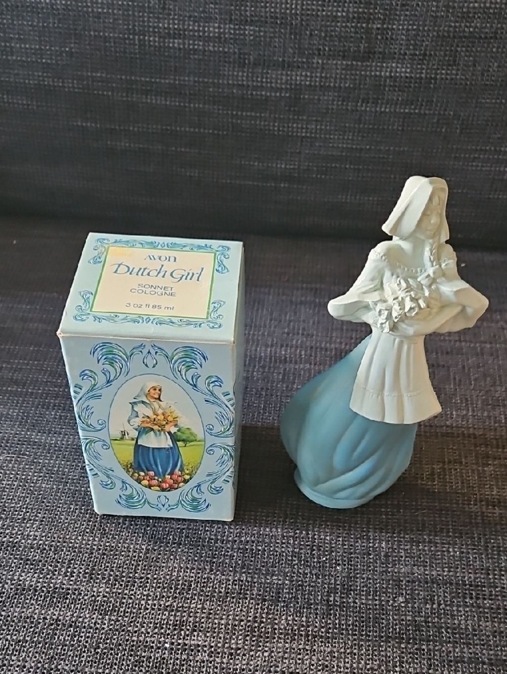 Vintage Avon Dutch Girl Porcelain Figurine With Sonnet Cologne.